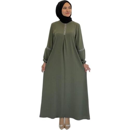 Turkish Dress Soft Aerobin Fabric Handles Long Pearl Stone Processing 2021 Hot Summer Season 145 cm long abaya