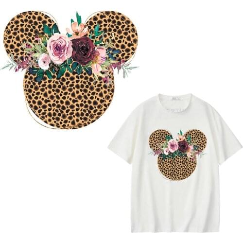 Leapord Flowers Animals Patches For Clorhing Stickers Iron On Badge Heat Transfers Patch For Tshirt Hoodie Applique