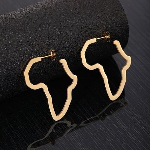 1 Pair Fashion Simple Africa Map Earrings Metal Hollow Geometric Dangler for Women Girls Personality Hip Hop Earrings