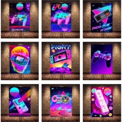 Modern Wall Decor Colorful Game Machine Handles Canvas Painting Art Poster and Prints Decoration Picture for Teen Bedroom Bar