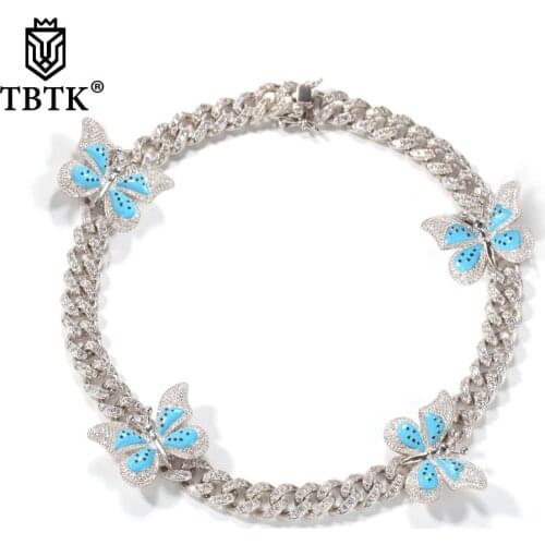 TBTK Colorful Paint Butterfly Pendant Necklace For Women Wedding Party Statement Aesthetic Choker Necklaces Fashion Jewelry