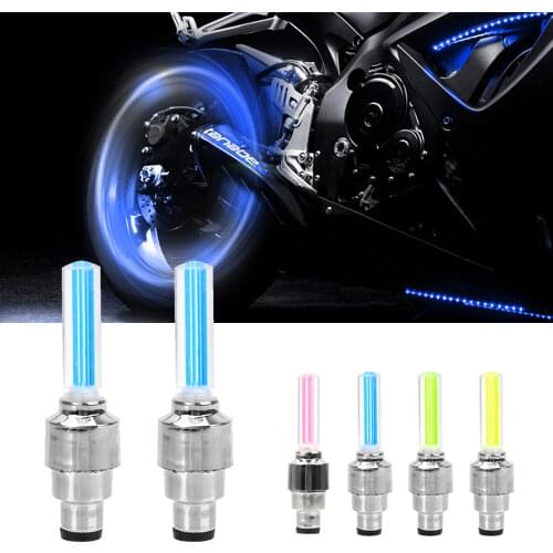 2X Atmosphere Lamp Hub Lamp Motocycle Bike LED Rotate Glow Tire Valve Cap Decorative Lantern Flash Spoke Neon Led Car Wheel Lamp