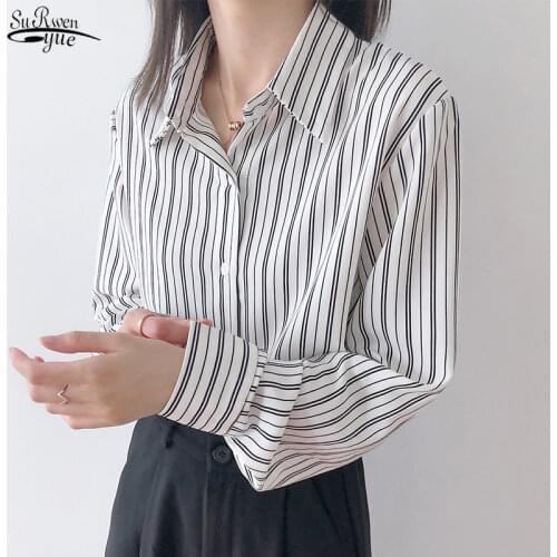 Spring Plus Size Striped Women Shirt Blosues 2021 New Loose Long Sleeve Female Shirt Tops Office Lady Casual Blouse Blusas 12695