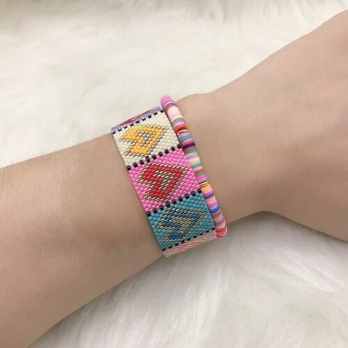 BLUESTAR Boho Women Multicolor Rainbow Heart Handmade Lady Friendship Pulsera Mujer MIYUKI Tassel Bead Bracelets