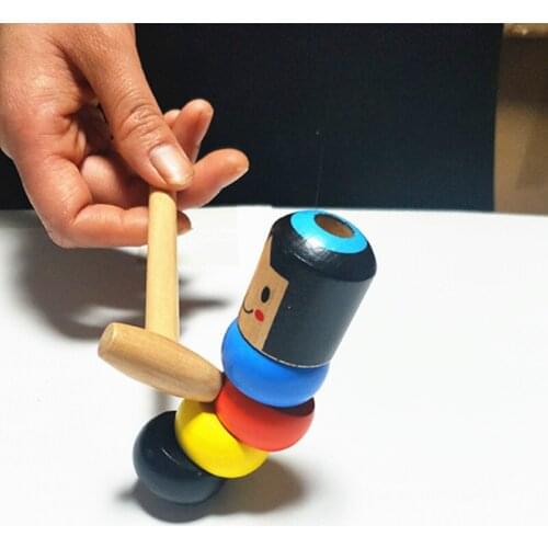 1set Unbeatable Man Magic Tricks Immortal Daruma Magic Toy Unbreakable Wooden Man Stage Magic Props Fun Toy Kids Gift
