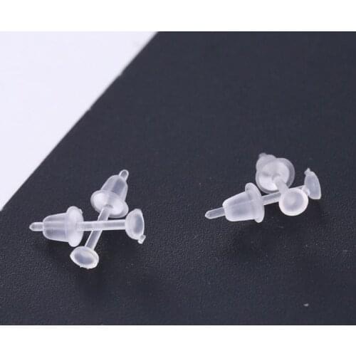 100 Set Hypoallergenic Simple Plastic Earrings Clear Ear Pins Needle and Resin Earring Backs DIY Ear Accessories