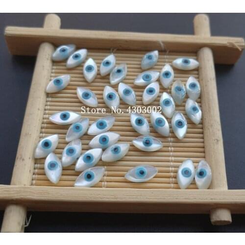 100pcs/lot Undrilled Natural Marquise Blue Evil Eye Mother of Pearl shell for DIY Jewelry Marquise MOP Pearl Shell with no Hole