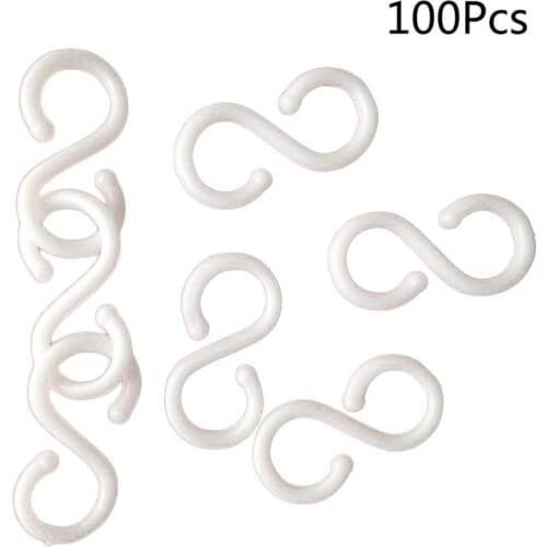100pcs S Hooks Hanging Mini Plastic White S Shaped Utensils Clothes Towel Spoon Hangers Racks Hooks For Kitchen Bathroom Hooks