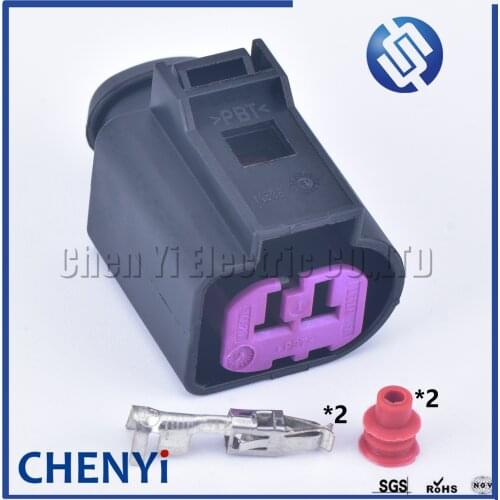 2 sets 2 pin female Waterproof Engine Speaker Housing Automotive Sensor Connector Plug For AUDI VW Magotan Sagitar CC 1J0973772
