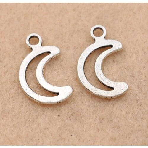 20pcs Antique Silver Plated Moon Charms Pendants Jewelry Making Earrings Accessories Diy Jewelry Findings 18x10mm