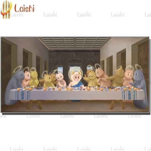 5d diamond painting Little Mutton Deduction Series-The Last Supper diy full square round diamond rhinestone painting home decor