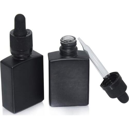 30ml Black Frosted Glass Liquid Reagent Dropper Bottles Square Essential Oil Perfume Bottle Smoke oils e liquids Vials SN441