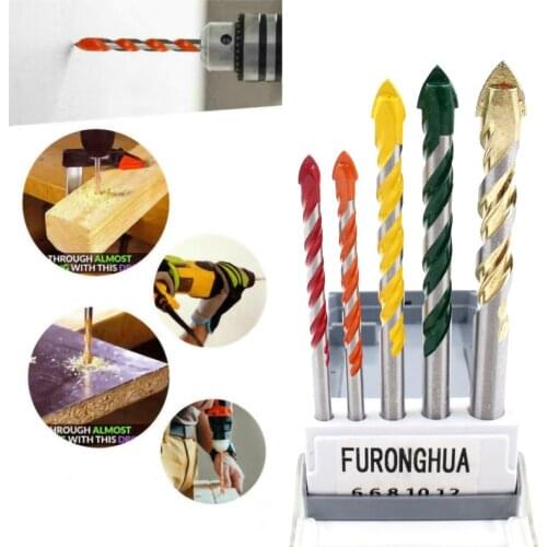 5PCS Cemented Carbide Ultimate Drill Bits Twist Drill Bit Multifunctional Ceramic Glass Hole Hole Opener Triangle Drills