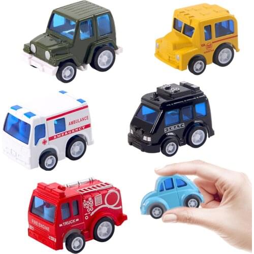 6Pcs Mini Pull Back Police Car School Bus Ambulance Kids Toys Vehicles Model