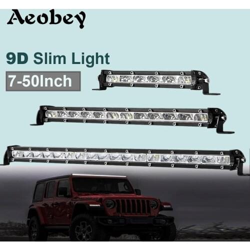Aeoby Silm led light bar 7" 13" 19" 25" 32" 38" 44" 50" 4x4 accessories offroad work light for ATV UTV 12V 24V car driving light