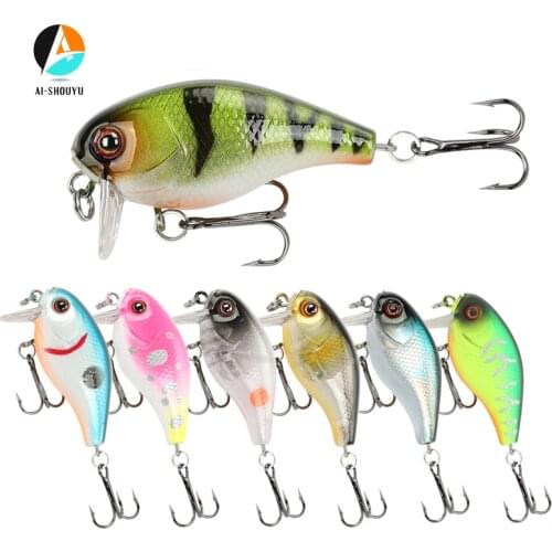 AI-SHOUYU 1pc Mini Crankbait Fishing Lure 38mm/4.6g Artificial Hard Bait Topwater Wobblers 3D Bass Fish Lures Hard Bass Bait