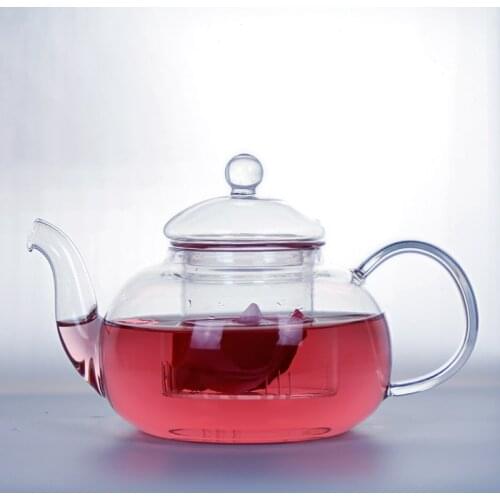 Free shipping big size glass teapots, famous glass 1000ml with glass infuser tea pot