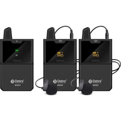 UHF Wireless Dual Lavalier Microphone 30 Channel 50m Range for DSLR Camera Phone Interview Audio Voice Recording Lapel