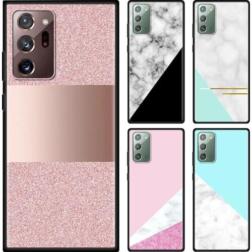 Pink love marble pink Black Phone Case For Samsung Note 20 Ultra 10 Plus Lite 9 8 Bumper Caso TPU Fundas Silicone Smartphone