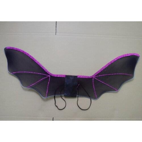 Halloween Black Bat Wings with Purple Glitter Halloween Fancy Dress Party Costume Adult children COSPLAY Wing Festive supplies
