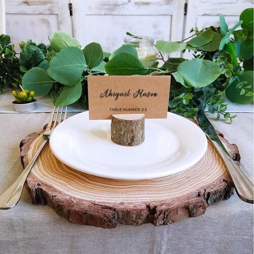 Wood Table Holder Name Place Cards Stand Stump Wedding Party Decorating Sign Wood Craft Menu Memo Clip Card Decorate Supplies