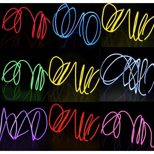 EL Wire Flash Rope Tube Cable LED Strip Flexible Neon Lamp Glow String Light For Car Decoration +2.3mm Sewing Edge Car Styling