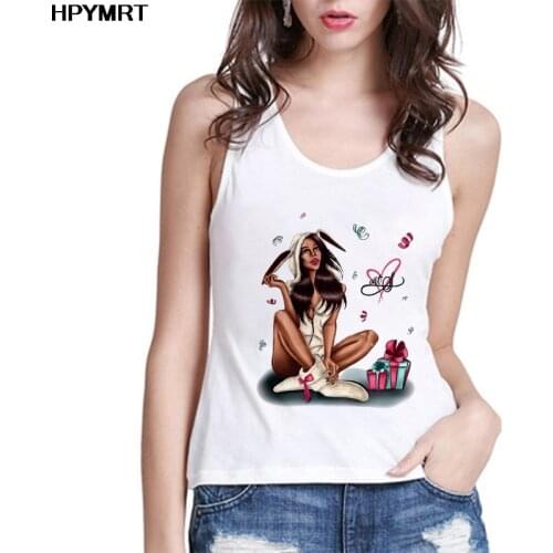 Sexy Sleeveless Tee Beauty Girl Printed Tank Tops Womens Fun Harajuku Graphic Female T-Shirt Vest Top Summer Streetwear Clothes