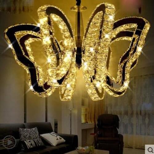 Creative Bar Chandelier Butterfly Shape New Crystal Candle Chandelier Villa Duplex Floor Restaurant Large Chandelier Living Room