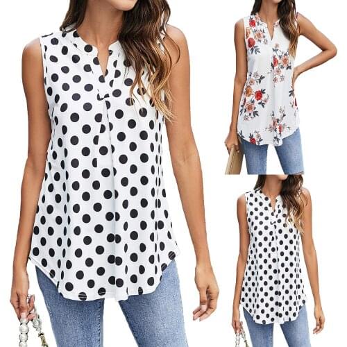 Women Polka Dot Vest Top Female Print Short Sleeve Loose T-Shirt Blouse Tops Casual Womens Summer Blouse Loose Women Tops 2021