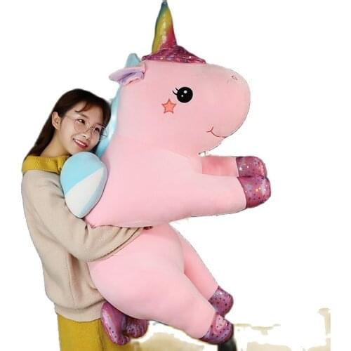40-130cm Cute unicorn doll sleeping pillow plush toy large girl rag super soft bed sofa decor high quality birthday gift for kid