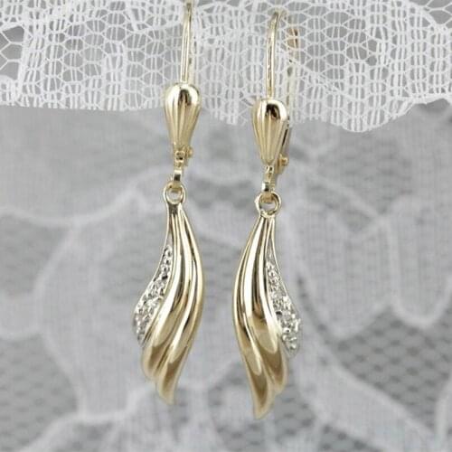 Fashionable Temperament Gold Color Earring For Women Inlay Zircon Exquisite Party Jewelry Accessories Gift For Girlfriend