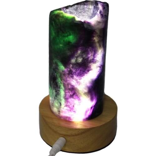MOKAGY 100MM-120MM Hand Carved Natural Rainbow Fluorite Quartz Crystal Lamp for Healing 1pc