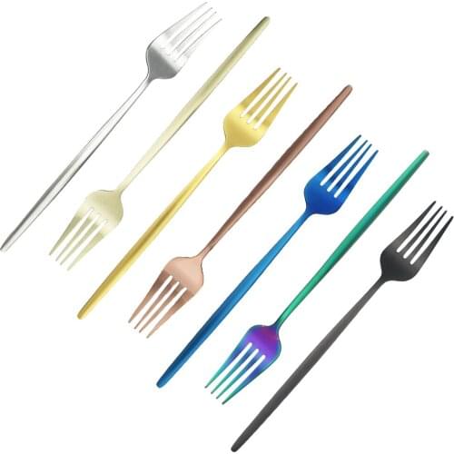 6Pcs/Set Western Dessert Forks Tableware Set Colorful Cutlery Set Stainless Steel Dinner Forks Set Kitchen Party Silverware Set
