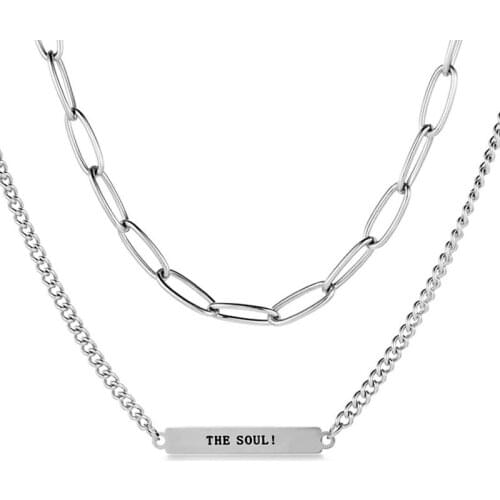 NANDESI Punk Hip Hop Silver Color Pendant Necklace Women Multilayer Clavicle Chain Female Simple Style