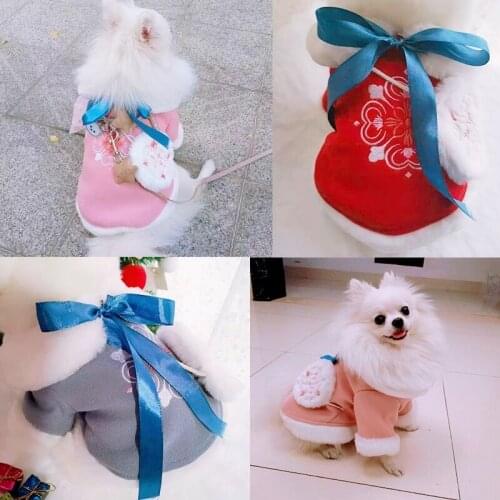 Dog Clothes Winter Warm Pet Coat Jacket Outfit New Year Dog Clothing Tang Suit Pomeranian Schnauzer Poodle Welsh Corgi Costumes