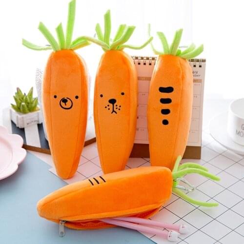 Back to Creative Box For Student Carrot Plush Pencilcase Stationery Bear Bts For Office Kids Gift Papeterie Pencil Bag