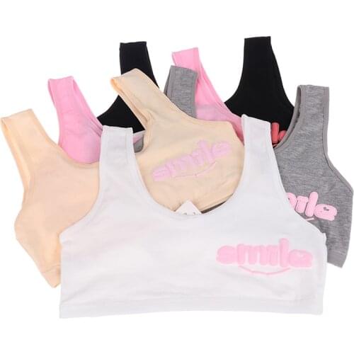 Teen bra girl vest Cotton Spandex Big Girls Sport 7-14 Years Adolescente Kids Underwear Letter Racerback Training 1 piece