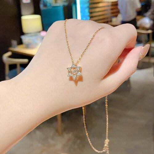 Simple Elegant Cute Eight-pointed Star Gem Necklaces For Women Fashion Pendant Female Party Jewelry Accessories