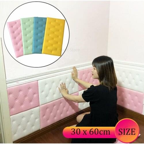 Self-adhesive 3D Three-dimensional Wall Stickers Thicken Tatami Anti-collision Wall Mat Childrens Bedroom Bed Soft Cushion 4MM