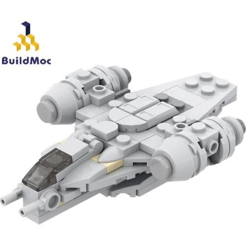 BuildMoc Expert Micro Razor-Crest Model Starfighter Spaceship Building Blocks MOC Space Ship Modular Bricks Toys for Children
