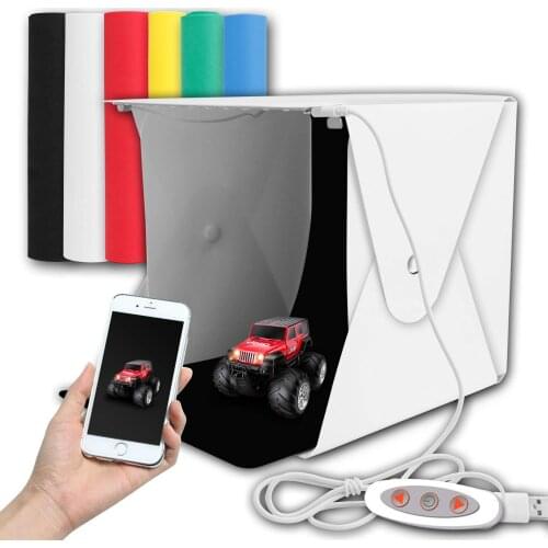 Lightdow Foldable Lightbox 20cm 30cm 40cm Portable Photo Studio 2LED Strap Softbox 6 pcs Background Kit USB Mini Light box