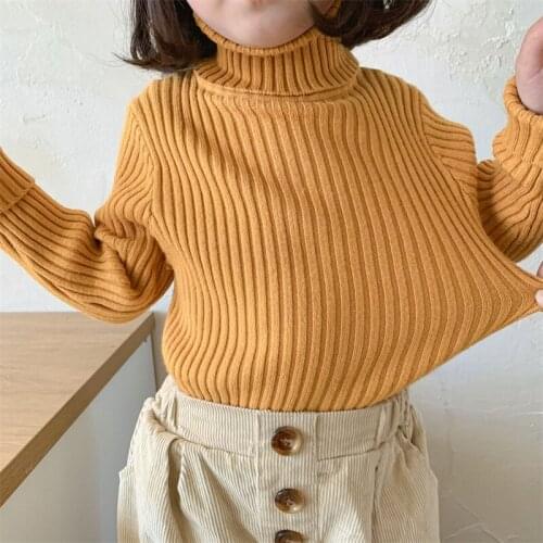 Girls Sweater Kids Coat Outwear 2021 Turtleneck Plus Velvet Thicken Warm Winter Knitting Tops Cotton Cardigan Childrens Clothin