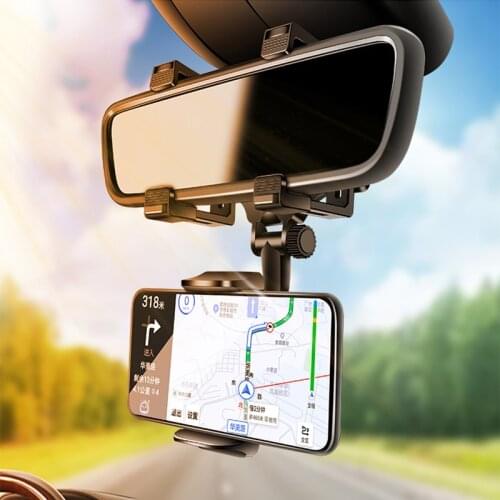 Universal 360 Degrees Car Rearview Mirror Mount Stand Holder Cradle For Cell Phone GPS Car Rear View Mirror Stand Adjustable