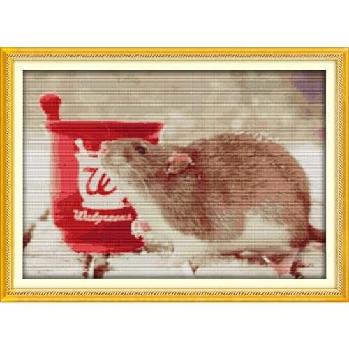 Everlasting Love Rat Chinese Cross Stitch Kits Ecological Cotton Clear Stamped Printed 11CT DIY Gift Wedding Decoration For Home