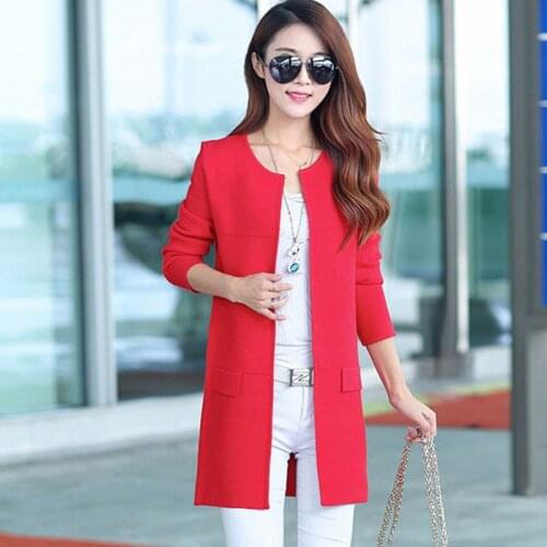 Women Autumn Knitted Cardigan Outwear Casual Long Sleeve O-Neck Knitwear Open Stitch Female Cardigans Coat Femme Outwear Ladies