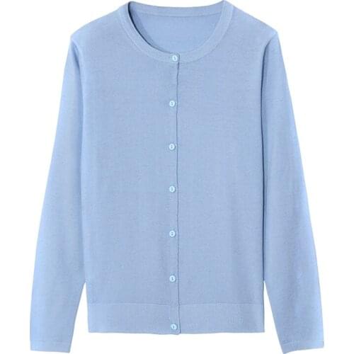 100% pure wool sweater womens knitted loose skin-friendly, soft loose cardigan round neck outer sweater autumn winter