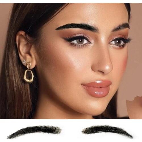 1pair Natural False Eyebrows Real Hair Handmade Crochet Fake Eyebrows Hair-like Authentic False Eyebrow Eye Makeup Tool Cosmetic