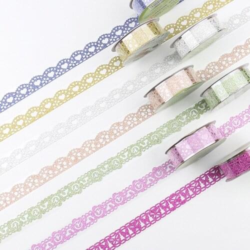 1 Roll Shiny Gold Lace Ribbons Masking Tape Glitter DIY Washi Tapes Student Scrapbooking Decoration