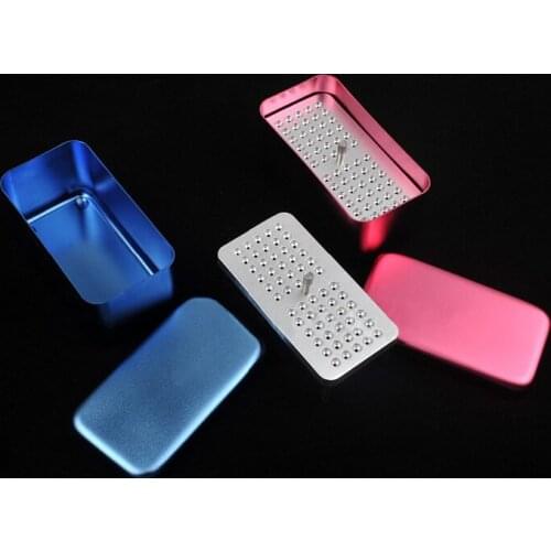 2Pcs Red/Blue Autoclave Disinfection Box Case Holder for Endodontic Reamers 60 Holes New