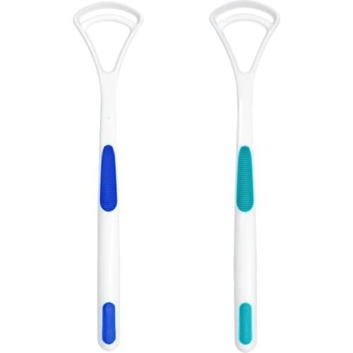 2pcs Dental Tongue Cleaner Oral Tongue Cleaning Tool Tongue Brush Tongue Cleaner Scraper